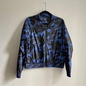Ivy Park Blue Camo Windbreaker Bomber Jacket.